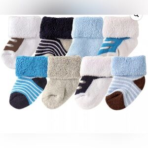 Luvable Friends Baby Socks Set - Blue, White, Gray 0-6 months